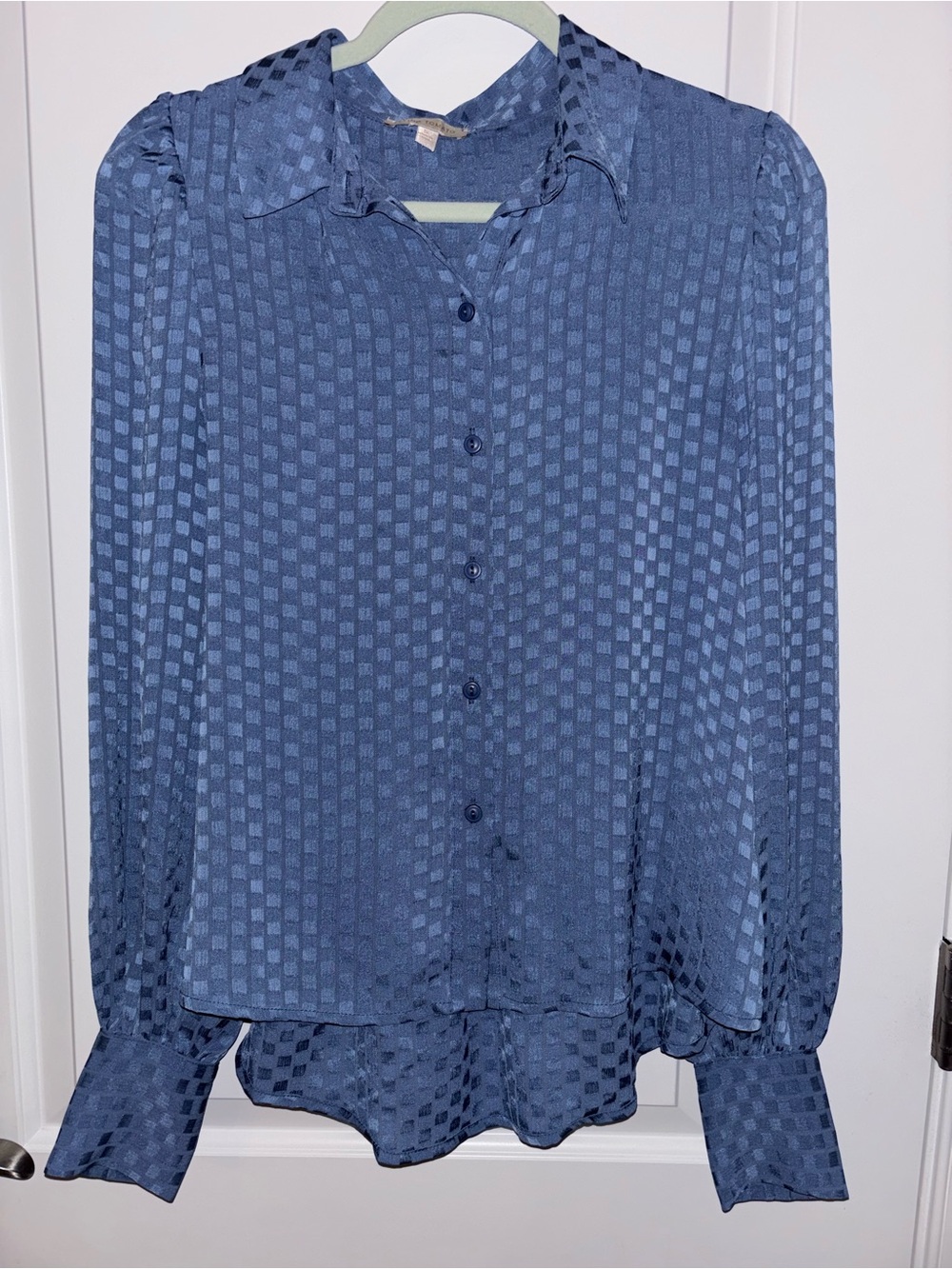 Flying Tomato Blue Textured Button-Front Women’s Blouse